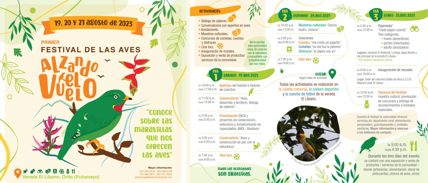 Primer Festival de Aves «Alzando el Vuelo»: un encuentro con la biodiversidad y la cultura de la Vereda El Líbano Primer Festival de Aves «Alzando el Vuelo»: un encuentro con la biodiversidad y la cultura de la Vereda El Líbano